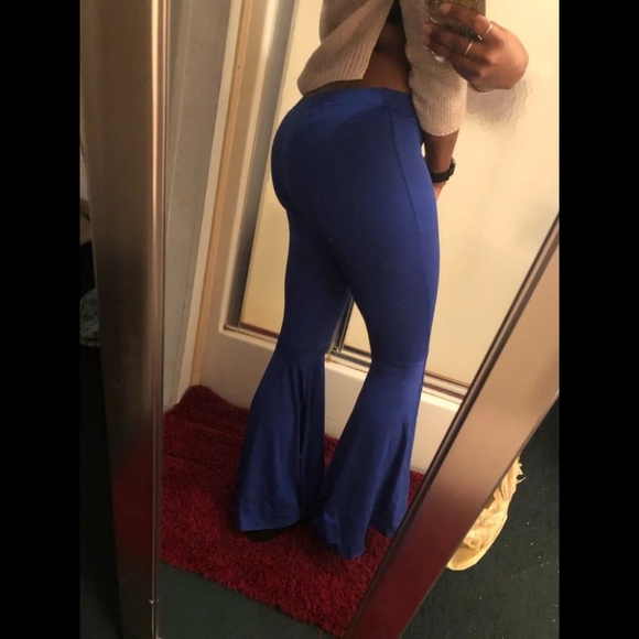 Blue Flare Bell Bottom Stretch Pants - Picture 3 of 5